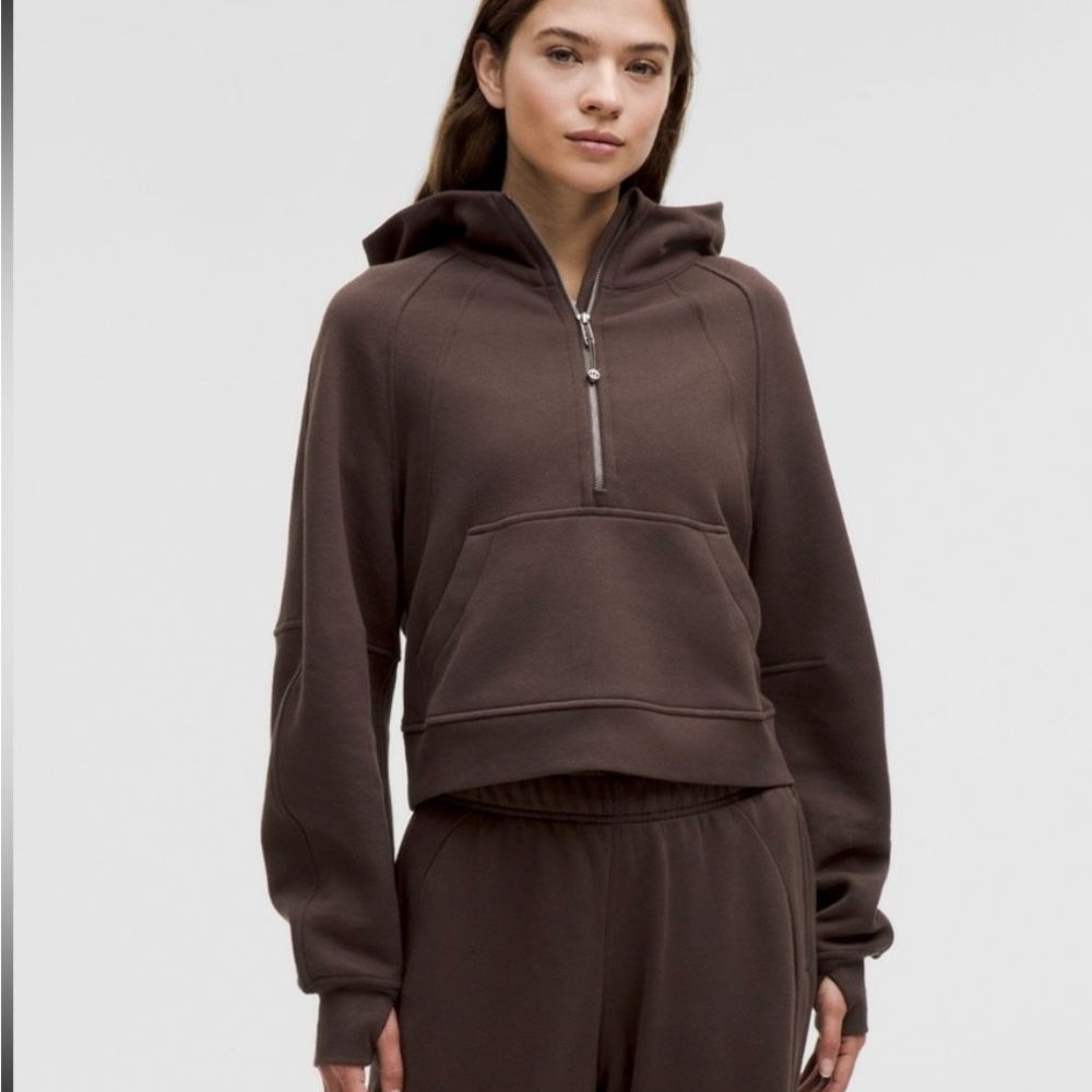 Scuba Oversized Half Zip Hoodie Espresso